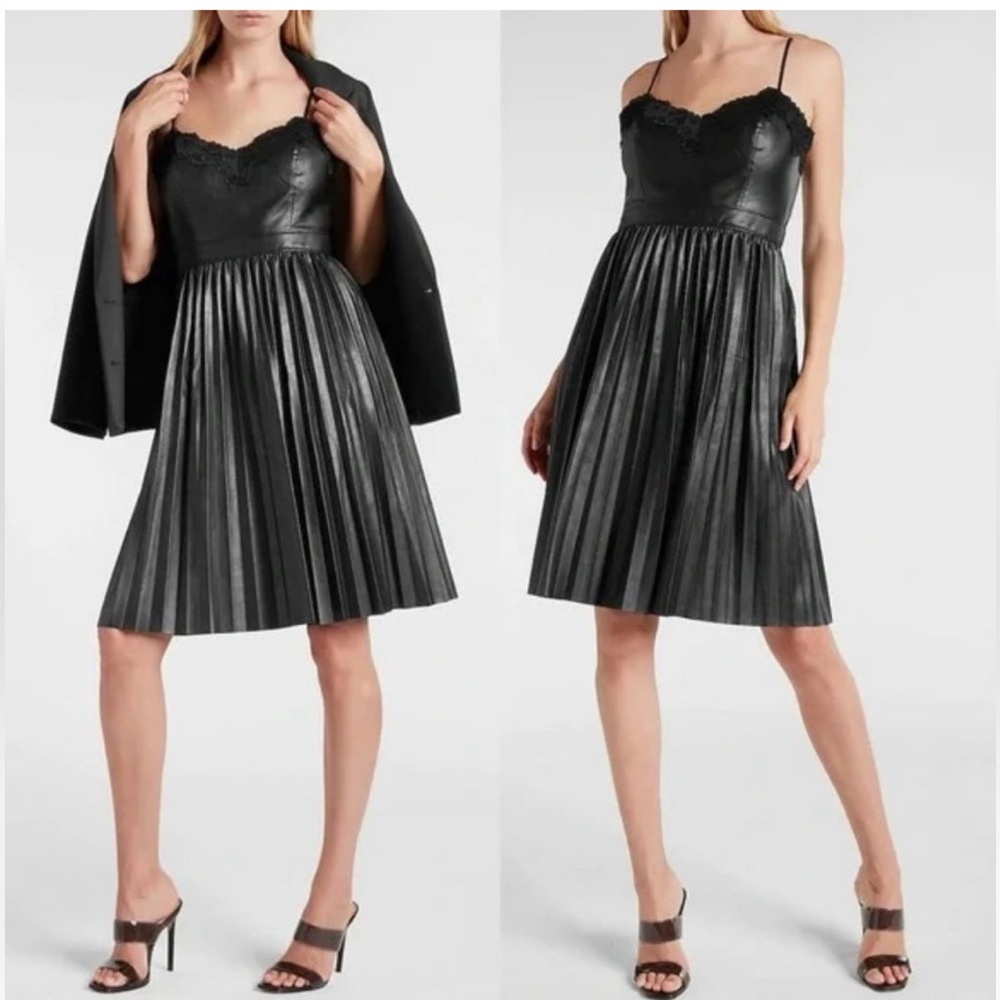 Express Black Lace-Trim Mini Dress